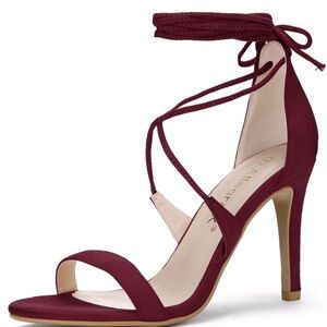Allegra K Burgundy Laceup Strappy Heels
